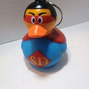 Source Unknown Superhero Duck Keychain - Blue and Red